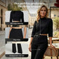 ✨Begränsad tid – 59% rabatt⏰Elegant set med crop top och byxor med vida ben för kvinnor