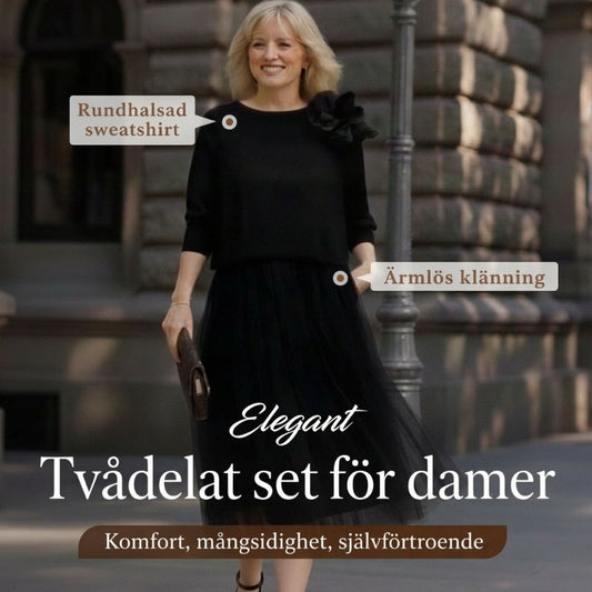 👗 Långärmad topp och ärmlös klänning för kvinnor, 2-delat set – För den perfekta, eleganta looken varje dag! ✨