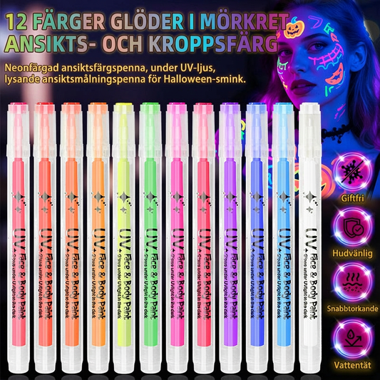 🔥🔥 Köp 3 få 1 GRATIS🔥🔥 12-färgs självlysande i mörkret ansikts neonfärg pennor