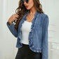 🧥 50% RABATT NU! 🌸 Dam Denimjacka med Volang & Öppen Framsida – Lättviktig & Feminin – Mångsidig & Chic 👗