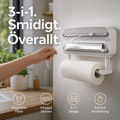 📢📢50% RABATT NU!! ⏰2-i-1 magnetisk folieskärare och handdukshållare – Praktisk Köksverktyg, Enkel Montering & Sparar Köksutrymme – Perfekt för Hemkök 🌿