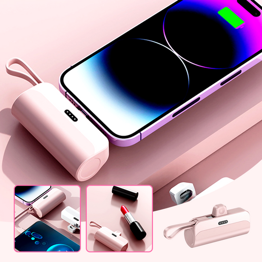 Bärbar Höghaltig Powerbank med Inbyggda Kablar
