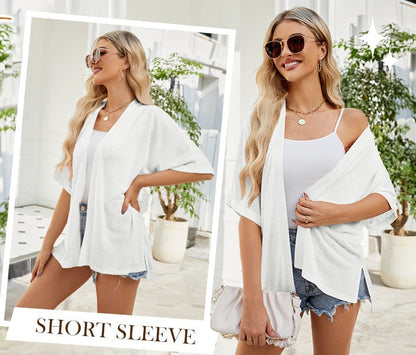 👚 50% RABATT NU! ☀️ Flödande kortärmad cardigan – Lättvikt, andningsbar & ansträngningslöst chic – sommarbasvara 🌿