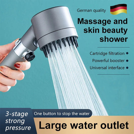 🚿 KÖP 3 FÅ 1 GRATIS! ✨ Multifunktionell Dusch - Massage och Hudvård, 5 Inställningar för Avslappnad Stund, Enkel Installation 🛁📦