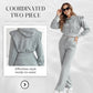 🌸Wieanfedy™ 2-delat Ribbad Långärmad Crop Top & Wide Leg Byxor Set – Matchat Loungeoutfit