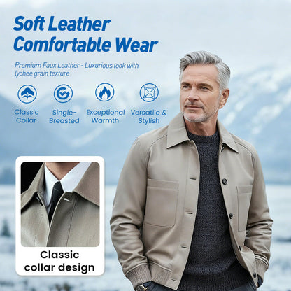 🧥 60% RABATT! 🔥 Herrjacka i Klassisk Konstläder – Modern Silhuett, Vadderad Innfodring & Trendig Daglig Användning ✨📦