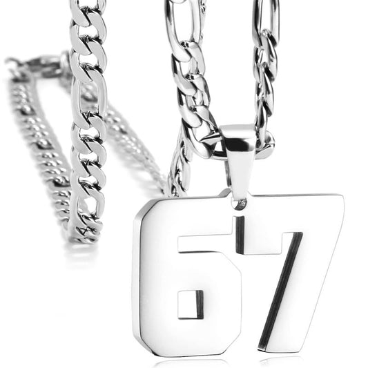 🔥Het Sälj✨ 67-nummerhalsband med hängare – Ett modehighlight i 925 sterling silver, inklusive presentlåda 💎🎁