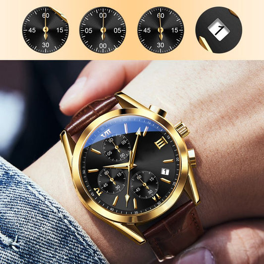 Wieanfedy™ Men’s Fashionable Quartz Watch with Leather Band