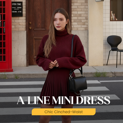 Chic A-linjeformad Miniklänning med Markerad Midja