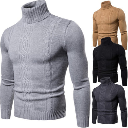 ✨Begränsad tid – 60% rabatt⏰Kabelstickad Tröja med Hög Krage för Herr | Slim Fit