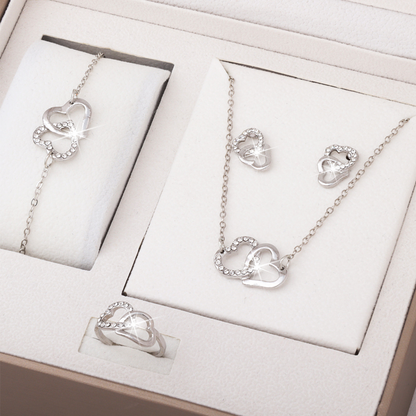 💖✨ 4-delat Dubbelhjärtjuvelset | Romantisk Elegans för Varje Ögonblick 💍
