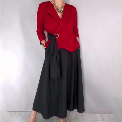 👗 60% RABATT! 🎉 Dam 2-delat Set – Snygg Topp & Enfärgad Kjol, Modern & Mångsidig 👚📦
