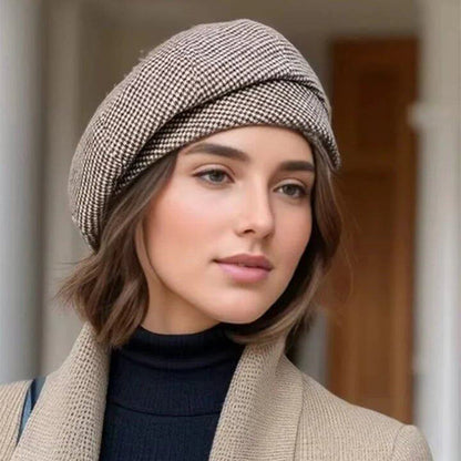 Elegant Klassisk Schackbrädemönster Beret för Kvinnor – Din Nyckel till Timlös Stil! ✨🧢