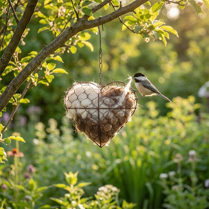 📢📢50 % rabatt! Hjärtaformad fågelbo-ram – rustik dekoration och stöd för djurlivet🕊️❤️