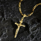✝️ 60% RABATT! ✨ Guldkrucifixhalsband – Detaljerat INRI-motiv, justerbar figarokedja och glittrande finish 💛