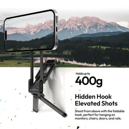 📢📢50% rabatt!! ⏰ Magnetiskt fäste – 5-i-1 minitripod med dubbla MagSafe-magneter, veckbar hake & Arca-Swiss-fäste! 📱🎥