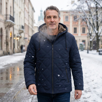 🌟Fri frakt 🎁Mäns flufffodrad kapuchellig vinterjacka