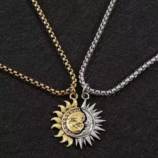 🌞🌙 Valentinsdagspecial! Sol & Måne hängehalsbandsset – Symboliskt parsmycke, Guld & Silver, Asymmetriskt & Meningsfullt
