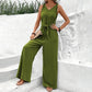 Kvinnors enfärgad jumpsuit med midjebälte