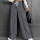 Kvinna's High-Waist Wide-Leg Byxor med Dragkedja