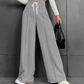Kvinna's High-Waist Wide-Leg Byxor med Dragkedja