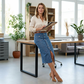 👗 60% RABATT! ⏳ Högmidjad Denimkjol med Knappar Fram – Klädsam A-linje, Justerbar passform & Klassisk stil 💙