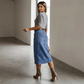 👗 60% RABATT! ⏳ Högmidjad Denimkjol med Knappar Fram – Klädsam A-linje, Justerbar passform & Klassisk stil 💙