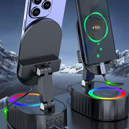5-i-1 Trådlös induktions Bluetooth-högtalare Telefonstativ
