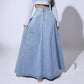 Vintage A-linjeformad Jeanskjol med Knappar