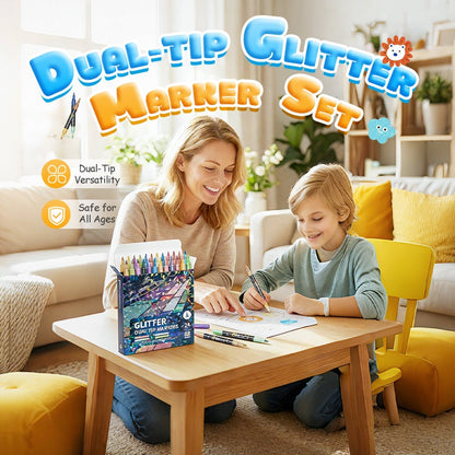 24-färgers dubbeländsglittermarkörset