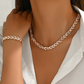 💎 50% RABATT NU! ✨ Justerbart Strass Blad Länk Halsband & Armband Set – Elegant Design, Gnistrande Kristaller & Perfekt Present 🍃