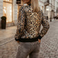 Damernas glittrande leopardmönstrade jacka