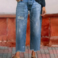 Damernas retrokorta rakbena jeans