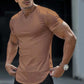 🏋️ 50% RABATT 👕 | Enfärgad Herr-T-shirt – Sportig Slimfit & Unik V-ringning