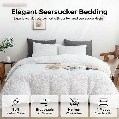 🛏️ 50% RABATT 🌊 | 4-delat Påslakanset – 3D Bäckebölja & Förvättad Bomull