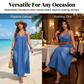 👗 50% RABATT! 🥰 Avslappnad, Lös Denim-Maxi Klänning med V-ringning – Bekväm, Mångsidig & Perfekt För Vardagsbruk 🌸