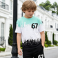 Pojkars 3D-tryckt t-shirt & shorts-set