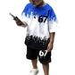 Pojkars 3D-tryckt t-shirt & shorts-set