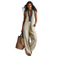 Damernas ärmfria V-ringad wide-leg overall