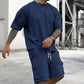 Herrarnas Casual Set med Kortärmat T-Shirt och Shorts