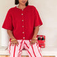 🌸 50 % RABATT NU! 🌸 Kort Knappkofta Dam | Lätt & Elegant Rundhalsad Stickad Topp ✨👚