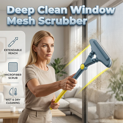 🧹 50% RABATT! 🔧 Teleskopisk Fönsterrengörare med Nätskrubber – Justerbar Längd, Fläckborttagande Nät & Perfekt För Höga Fönster Och Duschar Utan Stegar 🪟