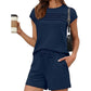 👚 50% RABATT! 🔥 Bästsäljande shorts-set – Dam 2-delars set med veckad T-shirt & shorts med dragsko – Bekvämt, trendigt & perfekt för sommar och ledighet 🩳