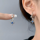 Celestial Star Dangle Hoop-örhängen – Stjärnkluster, Cubic Zircon & Galvaniserad Legering, Silver-Blå ⭐💎