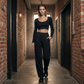 ⏳Begränsad tid – 50% rabatt⏰Damens Casual Crop Top & Wide Leg Byxor Set