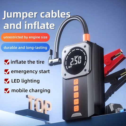 Digital tryckluftskompressor med display och bilbatteri-startbooster
