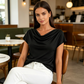 👚 60% RABATT NU! 🌊 Damtröja med Vattenfallsringning – Mjukt Blandtyg, Eleganta Kapärmar & Feminin Stil – Perfekt För Dag Eller Kväll ✨