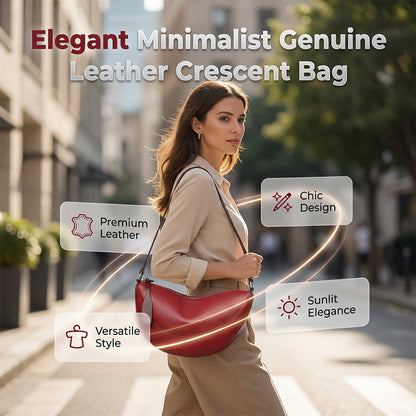 Minimalistisk äkta läder halvmåneväska – ergonomisk form, justerbar rem & premium textur 👜🌙