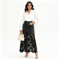 👗✨ Elegant spets-spliced denim maxikjol med fickor