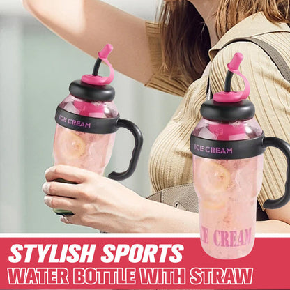 Stilfull sportvattenflaska med sugrör 💧 Stor kapacitet, läckagesäker & enkel att dricka ur under rörelse 🏃‍♀️✨